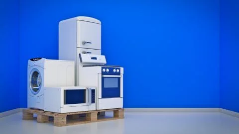 Set of household kitchen technics. Stock Illustration