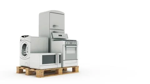 Set of household kitchen technics. Stock Illustration