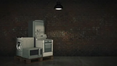 Set of household kitchen technics. Stock Illustration