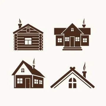 A set of houses. Elements for illustrations and logos Stock Illustration