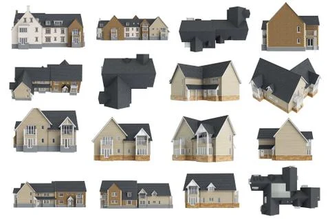 Set houses facade Stock Illustration