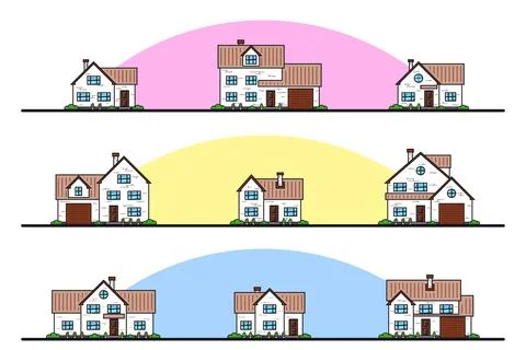 Set of houses Illustrazione stock