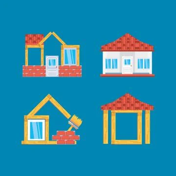 Set of houses under construction 스톡 일러스트