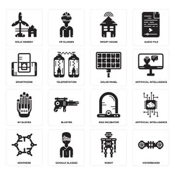 Set of Hoverboard, Robot, Graphene, Egg incubator, Wi gloves, Solar panel, Sm Illustrazione stock gratuita