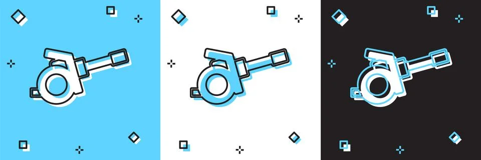 Set Howitzer icon isolated on blue and white, black background. Shooting fr.. イラスト素材