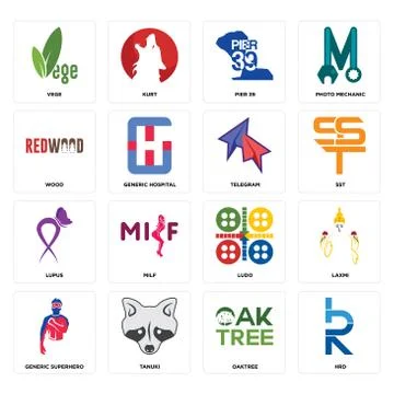 Set of hrd, oaktree, generic superhero, ludo, lupus, telegram, wood, pier 39, Free Stock Illustration