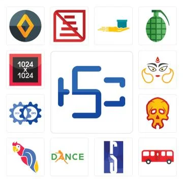 Set of hsc, bus, rs, dance, parrot, skull, devops, durga, 1024x1024 icons Free Stock Illustration