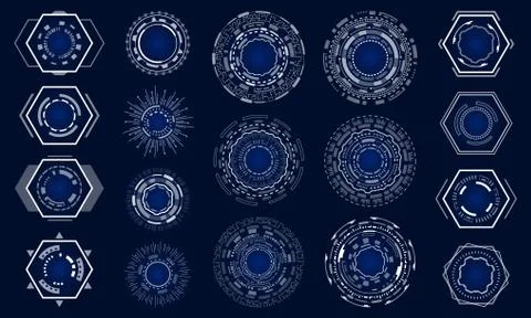 Set HUD Circle Elements for Technology Modern Futuristic Interface Stock Illustration