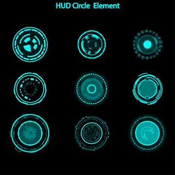 Set of hud circle elements,Futuristic Sci Fi Modern User Interface Set.hud ci Stock Illustration