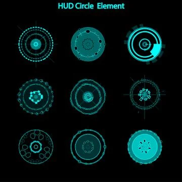 Set of hud circle elements,Futuristic Sci Fi Modern User Interface Set.hud ci Stock Illustration