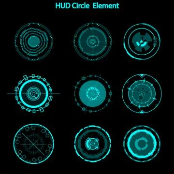 Set of hud circle elements,Futuristic Sci Fi Modern User Interface Set.hud ci Stock Illustration