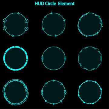 Set of hud circle elements,Futuristic Sci Fi Modern User Interface Set.hud ci Stock Illustration