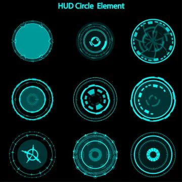 Set of hud circle elements,Futuristic Sci Fi Modern User Interface Set.hud ci Stock Illustration