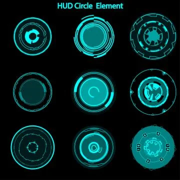 Set of hud circle elements,Futuristic Sci Fi Modern User Interface Set.hud ci Stock Illustration