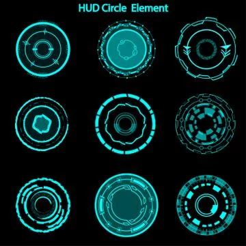 Set of hud circle elements,Futuristic Sci Fi Modern User Interface Set.hud ci Illustrazione stock