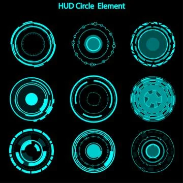 Set of hud circle elements,Futuristic Sci Fi Modern User Interface Set.hud ci Stock Illustration