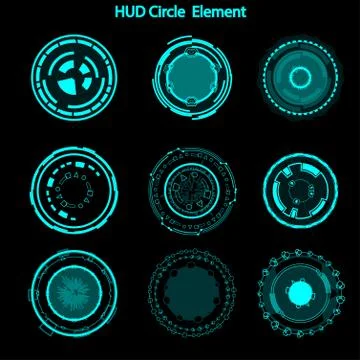 Set of hud circle elements,Futuristic Sci Fi Modern User Interface Set.hud ci Stock Illustration