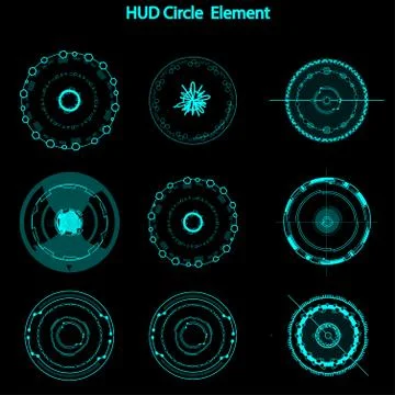 Set of hud circle elements,Futuristic Sci Fi Modern User Interface Set.hud ci Stock Illustration
