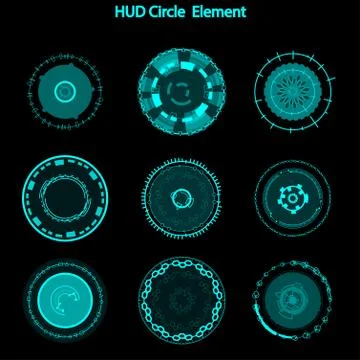 Set of hud circle elements,Futuristic Sci Fi Modern User Interface Set.hud ci Stock Illustration
