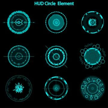 Set of hud circle elements,Futuristic Sci Fi Modern User Interface Set.hud ci Illustrazione stock