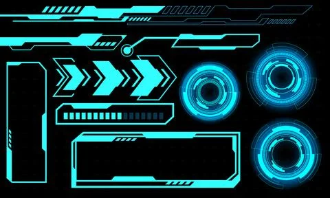 Set of HUD circle modern user interface elements design technology cyber blue イラスト素材