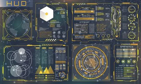 Set HUD Elements for Futuristic Design. Interactive User Interface Control Stock Illustration