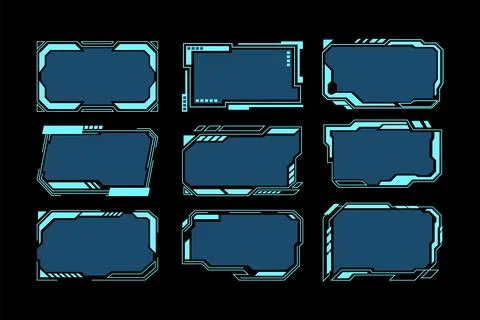 Set of HUD Frames Collection, Game stream frames border, futuristic user in.. Stock Illustration