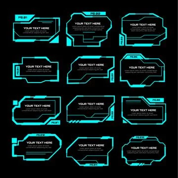 Set of HUD Frames Collection, Game stream frames border, futuristic user in.. Stock Illustration