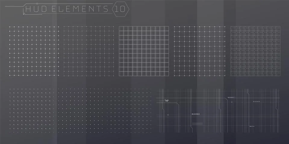 A set of HUD grids elements for a futuristic interface. Stock Illustration