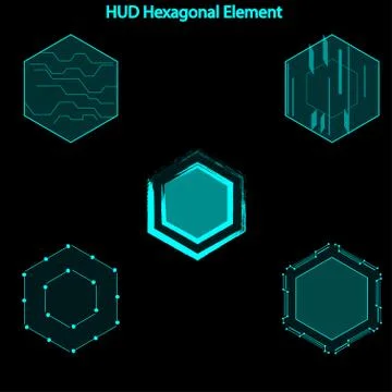 Set of hud hexagon elements,Futuristic Sci Fi Modern User Interface Set.hud h Stock Illustration
