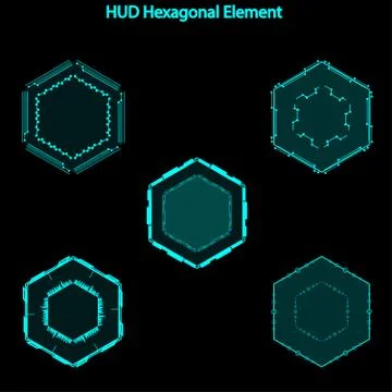 Set of hud hexagon elements,Futuristic Sci Fi Modern User Interface Set.hud h Stock Illustration