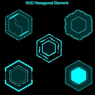 Set of hud hexagon elements,Futuristic Sci Fi Modern User Interface Set.hud h Stock Illustration