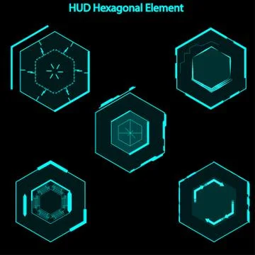 Set of hud hexagon elements,Futuristic Sci Fi Modern User Interface Set.hud h Stock Illustration