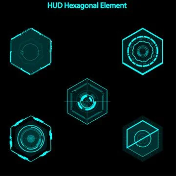 Set of hud hexagon elements,Futuristic Sci Fi Modern User Interface Set.hud h Stock Illustration