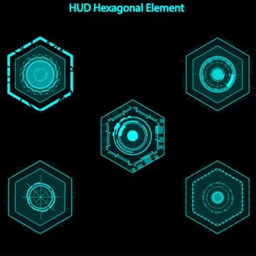 Set of hud hexagon elements,Futuristic Sci Fi Modern User Interface Set.hud h Stock Illustration