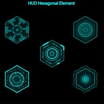 Set of hud hexagon elements,Futuristic Sci Fi Modern User Interface Set.hud h Stock Illustration