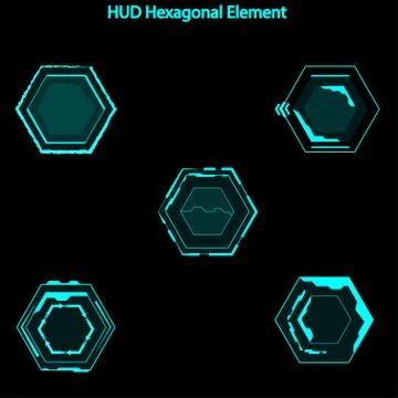 Set of hud hexagon elements,Futuristic Sci Fi Modern User Interface Set.hud h Stock Illustration