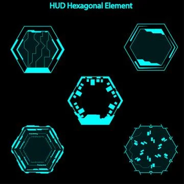 Set of hud hexagon elements,Futuristic Sci Fi Modern User Interface Set.hud h Stock Illustration