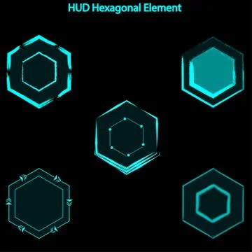 Set of hud hexagon elements,Futuristic Sci Fi Modern User Interface Set.hud h Stock Illustration