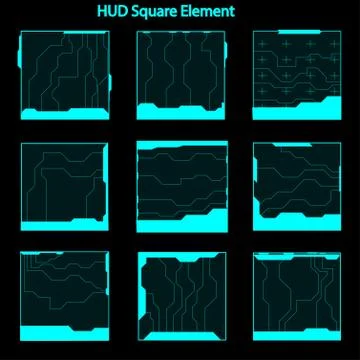 Set of hud square elements,Futuristic Sci Fi Modern User Interface Set.hud sq Stock Illustration