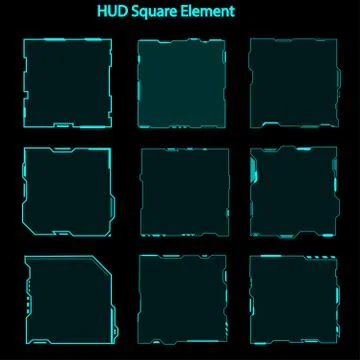 Set of hud square elements,Futuristic Sci Fi Modern User Interface Set.hud sq Illustrazione stock