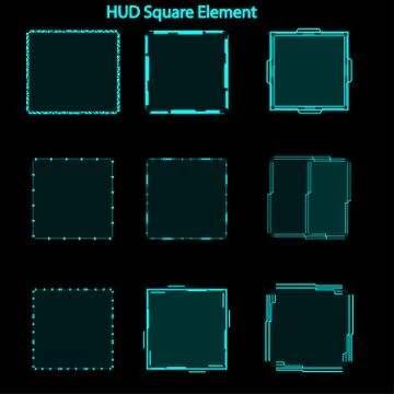Set of hud square elements,Futuristic Sci Fi Modern User Interface Set.hud sq Illustrazione stock