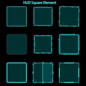 Set of hud square elements,Futuristic Sci Fi Modern User Interface Set.hud sq Stock Illustration