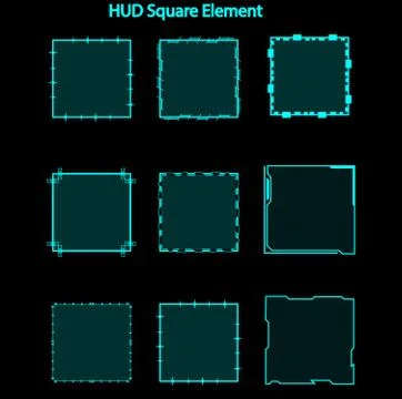 Set of hud square elements,Futuristic Sci Fi Modern User Interface Set.hud sq Illustrazione stock