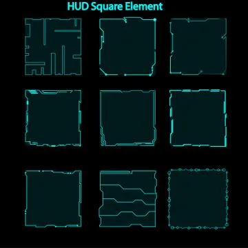 Set of hud square elements,Futuristic Sci Fi Modern User Interface Set.hud sq Stock Illustration