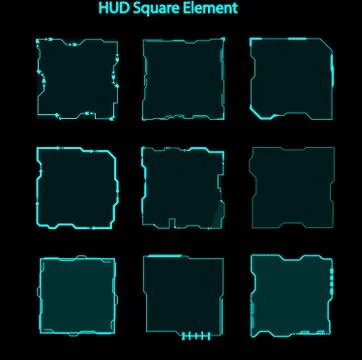 Set of hud square elements,Futuristic Sci Fi Modern User Interface Set.hud sq Stock Illustration