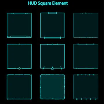 Set of hud square elements,Futuristic Sci Fi Modern User Interface Set.hud sq Illustrazione stock
