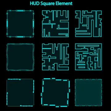 Set of hud square elements,Futuristic Sci Fi Modern User Interface Set.hud sq Stock Illustration