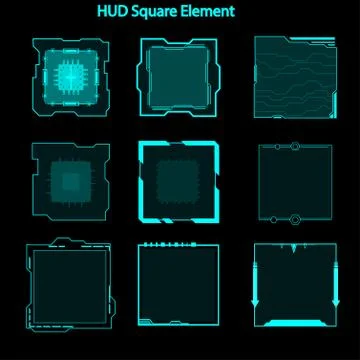 Set of hud square elements,Futuristic Sci Fi Modern User Interface Set.hud sq Illustrazione stock