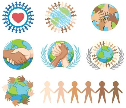 Set of human and earth globe icons Stock Illustration